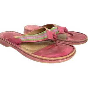 BORN Leather Thongs Pink Sandals Flip Flops sz 9